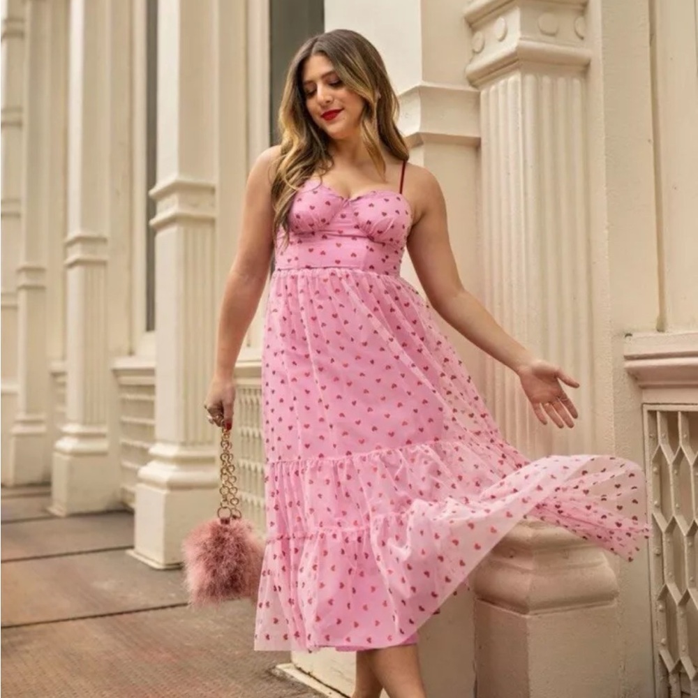 Betsey Johnson Pink Heart Midi Dress